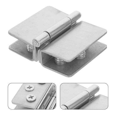 Heavy Duty Stainless Steel Glass Door Hinge For Cabinets And Showers Reinforced And Corrosion Resistant Clamp Style For High Traffic Use Easy Install Adjustable Alignment Fits Various Glass Thicknesses And Mounting Options close-up