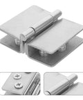180 Degree Glass Door Hinge for Cabinets and Showers Stainless Steel Multipurpose Clamp Hinge for Bathroom Kitchen and Display Cabinets Durable Rustproof Hardware Easy Install, close-up