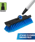 10 Inch Bi Level Soft Wash Brush Drops Onto Water Flow Poles Easily, showing flexible dual tier bristles for gentle cleaning.