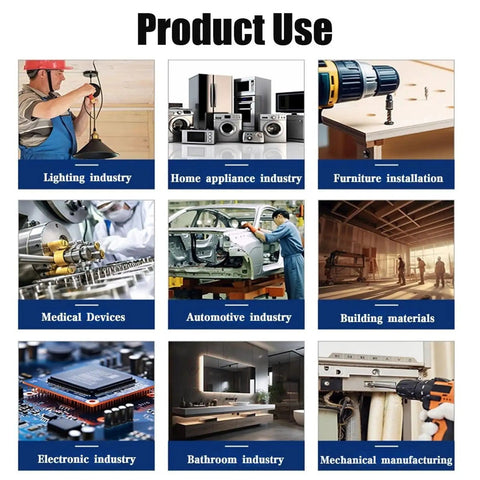 Collage of industries using Heavy Duty M6 Stainless Steel Fully Threaded Rods 20 to 300mm Kit for Anchor Bolts and Fasteners