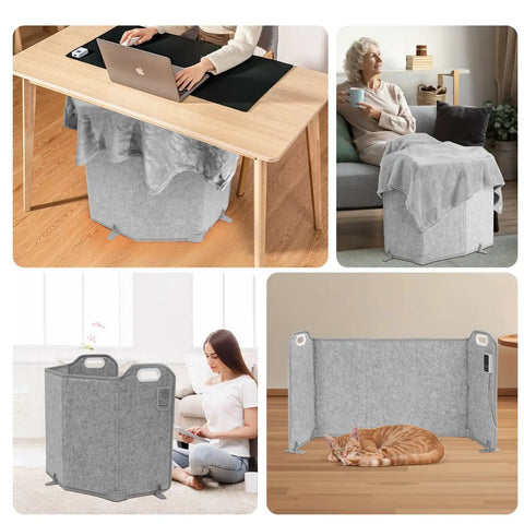 Foldable Under Desk Heater With Blanket Cozy Five Fold Plus Size Eight Temperature Levels Leg And Foot Warmer One To Nine Hour Timer Digital Display Odorless Safe Portable Space Heater For Office Or Home