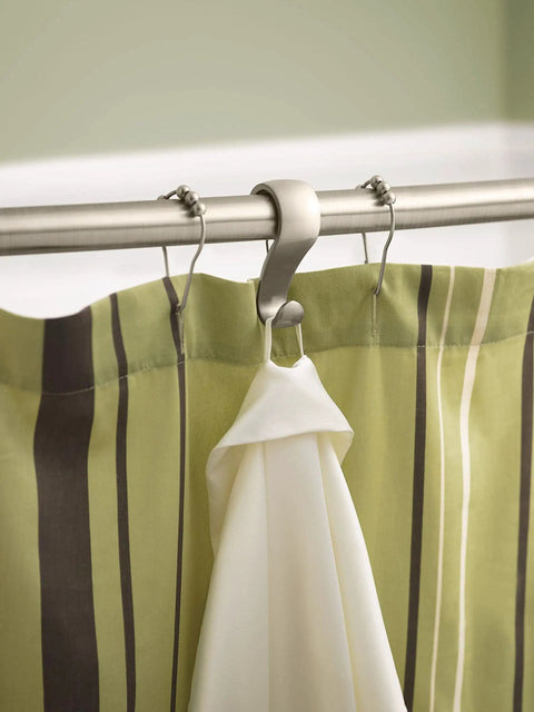 Shower Curtain Ring Set With Smooth Rolling Bearings Pack Of 12 In Brushed Nickel Finish For Easy Glide Anti Rust Lubricant Durable And Snag Free Design That Fits Most Rod Systems And Shower Setups