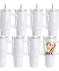 8 Pack 40 Oz Sublimation Tumblers With Handle Stainless Steel Blank Insulated Travel Mugs for DIY Heat Press Printing