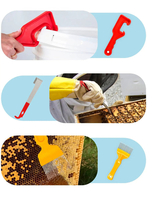 All In One Honey Extractor Kit And Harvest Gear For Easy Harvesting With 2 5 Gallon Buckets, spouts, tools and uncapping fork