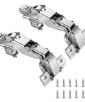 Image of 165 Degree Lazy Susan Cabinet Hinges For Face Frame Kitchens Two Pack Soft Close with screws shown in silver metal.