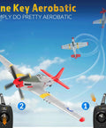 Four Channel RC Plane P51 Mustang Ready To Fly With X Pilot Stabilization And One Key Aerobatics For Adults shown in aerobatics.