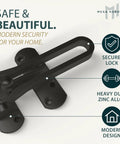 Heavy Duty Swing Bar Door Lock For Kids Safety, 4.2 Inch Zinc Alloy Reinforcement Guard, matte black door stopper