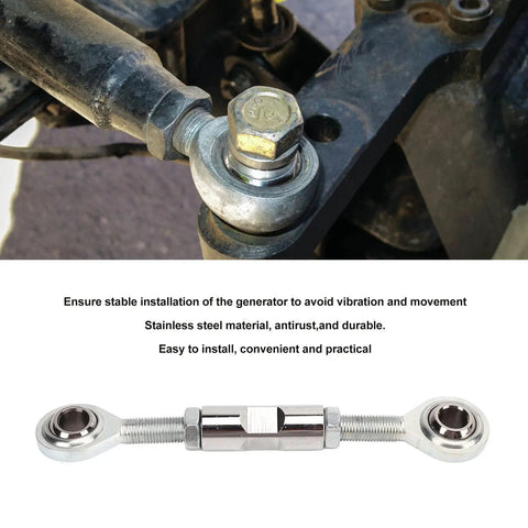 Heavy Duty Alternator Tensioner Rod Adjustable For Small Block Chevy 350 454 Engines, stainless steel, precise joint detail.