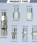 Six Piece Pro Grade Sprayer Joint Set For Airless Paint Sprayers With Spray Gun Swivel Joint And Paint Hose Connectors That Include Quarter Inch And Three Eighth Inch Fittings In Multiple Sizes For Fast Flexible Attachments. 1/4 and 3/8 inch male female fittings