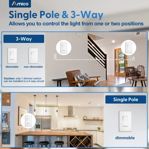 Slide Dimmer Switch For LED CFL And Incandescent Lights Single Pole Or 3 Way Dims Up To 150W For LED CFL Or 600W Incandescent