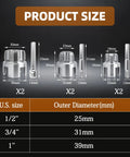 Six Piece Pipe Threader Kit For One Half Inch Three Quarter Inch One Inch NPT Carbon Steel Die sizes and dimensions chart