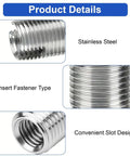 Heavy Duty Stainless Steel Self Tapping Thread Inserts Set M3 To M16 Inner Thread Repair Kit, 50 Pieces, Pro Grade Industrial Fastener Repair For Cars, Machinery, And Home Projects. Stainless steel insert fastener with slot design