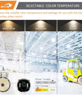 Selectable color temperature options for Heavy Duty Led High Bay Lights With Motion Sensor 8 Pack Adjustable Wattage.