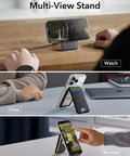MagSafe Wallet With Stand And RFID Blocking Ring Included Slim Five Card Magnetic Wallet For iPhone in multi-view stand mode