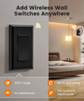 Wireless Light Switch And Receiver Kit No Wiring Needed No WiFi Required 100 Ft Range 15A in bedroom setting