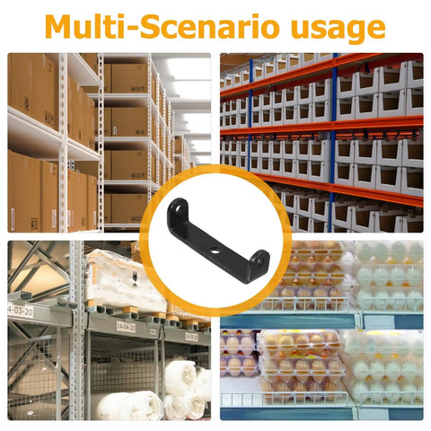 Heavy Duty U Shaped Shelf Brackets Set In Black With Center Hole for versatile shelving in various industrial and storage settings.