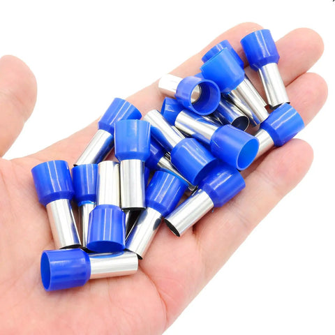 20 Pcs AWG4 25mm2 Copper Wire Ferrules Crimp Connectors VE25-16 Insulated Cord End Terminals Kit For Car Audio Electronics Blue in hand