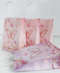 Handheld Kraft Paper Gift Bags Set Of 20 For Candy Packaging with butterfly design, perfect for birthday and holiday events.