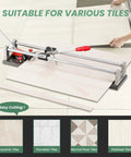 Manual Tile Cutter 31 And A Half Inch Built To Last Pro Grade Porcelain Ceramic Tile Cutter cutting tiles on floor