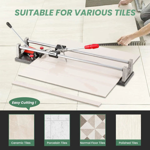 Manual Tile Cutter 31 And A Half Inch Built To Last Pro Grade Porcelain Ceramic Tile Cutter cutting tiles on floor