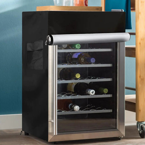 Keep Your Stash Frosty With This No Sweat Weather Armor For Outdoor Upright Freezer And Beverage Cooler 20 X 20 X 33 Inches black cover on wine cooler.