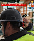 Person adjusting Full Brim Hard Hat With Carbon Fiber Design, 6 Point Adjustable Ratchet Suspension, OSHA Approved ANSI Z89.1 Type I Class C