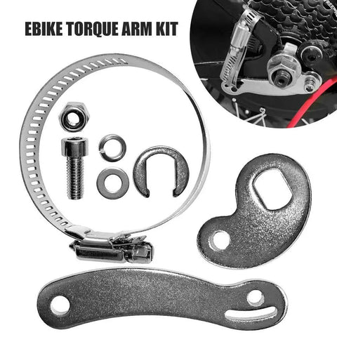 M16 Torque Arm For Front Or Rear Hub Motors Up To 5000W Heavy Duty Mount Bracket For Electric Bikes Galvanized Iron Construction With Hose Clamp Ensures Rock Solid Security And Safe Smooth Rides, ebike torque arm kit