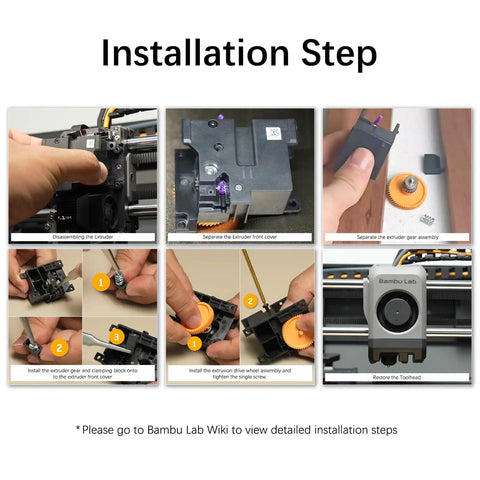 Installation steps for P2S Extruder Gear Assembly Replacement For P2S Stainless Steel Drive Gear Kit on 3D printer