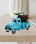 Totally Farmhouse Easter Truck With Eggs Mini Diecast Vintage Pickup Decor on tabletop with nest and eggs, metal ornament