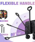 Heavy Duty Folding Wagon Cart With 360 Degree Wheels All Terrain Carrier 100Kg Capacity showing flexible handle adjustment