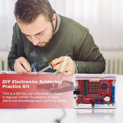 Person using DIY Soldering Practice Kit With PWM Adjustable Signal Generator Voltage And Current Tester LED Display