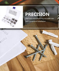 240 Piece Stainless Steel Set Screws Hex Socket Assortment Kit displayed with drill and wooden surface