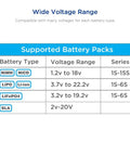 Chart showing voltage range and series for NiMH, NiCd, LiPo, Li-ion, LiFePO4, SLA in Must Have All In One Digital Battery Charger And Balancer
