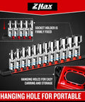 12-Piece Quarter Inch Drive Universal Flex Socket Set, 6-Point Metric From Five To Fifteen Millimeters, Swivel Joint, CR-V Steel, Workin' In Tight Spaces And Hard To Reach Spots, on red holder