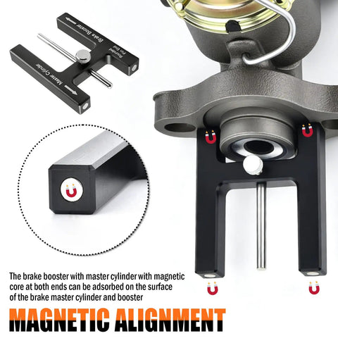Magnetic Aluminum Brake Booster Adjustment Tool For Precise Braking Distance Tuning Universal Push Rod Brakes Master Cylinder Compatibility Easy Grip Pro Grade Auto Maintenance Gear, black 3.46x2.64x0.46 in