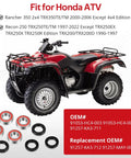 Front Wheel Hub Bearings And Seals For Honda ATV Recon Rancher TRX 200 250 1990s To 2022 2x4 with OEM details and ATV image.