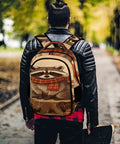 Fall Raccoon Print Backpack With Large Capacity Unisex Daypack worn by person on autumn path
