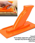 Heavy Duty Non Slip Woodworking Push Block And Safety Push Stick With Ergonomic Tilted Handle Is A Total Kickback Buster showing textured grip.