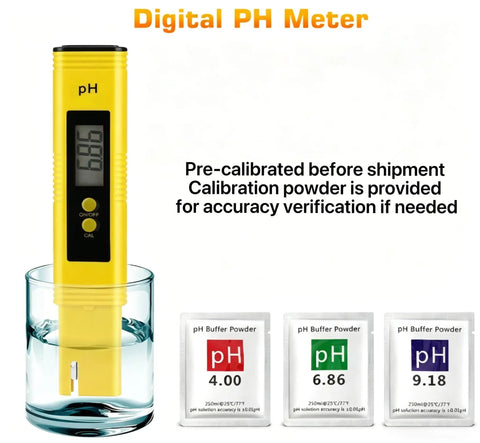 Pocket Size pH Meter Tester Pen For Water Pre Calibrated With High Accuracy To 0.01 pH 0 To 14 Range Ideal For Drinking Water Pools Aquariums And Hydroponics Yellow