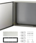 Open NEMA 4X Steel Enclosure 24 By 24 By 8 Inches IP66 Waterproof Dustproof Outdoor Indoor Electrical Junction Box With Mounting Plate