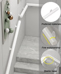 Top Shelf Pine Wood Indoor Guardrail In Crisp White With Non Slip Grip Heavy Duty Iron Supports Rounded Safety Edges And Kickass Setup For Houses Kindergartens Or Attics Built Like A Boss For Daily Hustle showing fine workmanship and stable mount on staircase.