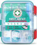 420 Piece Pro First Aid Kit In A Sturdy Hard Case With Premium Medical Supplies For Travel Home Office Vehicle Camping Workplace And Outdoor Adventures displayed with clear compartments and supplies.