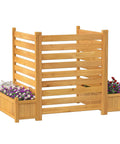 Three Panel Outdoor Wood Privacy Screen With Planter Box To Hide AC Unit And Trash Enclosure No Dig Kit Easy No Ground Stakes Setup