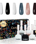 Six Piece 15ml Gel Polish Set In Black And White Non Toxic HEMA Free Toluene Free Soak Off Gel Nail Polish Kit product image