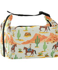 Cowboy Themed Insulated Lunch Bag Tote For Women And Men, Leakproof Reusable Lunch Box with desert and cacti design, large capacity