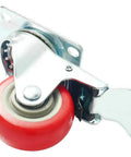 Tough As Nails Three Inch Swivel Caster Wheels With Brake Four Pack Red Polyurethane Rollers with metal plate for carts
