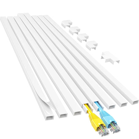 One Cord Cable Concealer Kit For 113 Inch Wall Hider Easy Setup Cable Covers For Two Small Wires White Cable Raceway for home use.