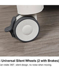 Close-up of a silent caster wheel designed for the Tough As Nails Mobile Trolley Cart, features two brakes.