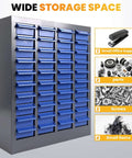 Beefy Heavy Duty Small Parts Storage Organizer With 40 Blue ABS Drawers, 25 Inch High Steel Nuts And Bolts Cabinet For Screws Nails and Fasteners