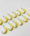 Rugged Rubber Maggots Bait Set For Freshwater Fishing With 12 Hooks And 12 Worms arranged on a white background